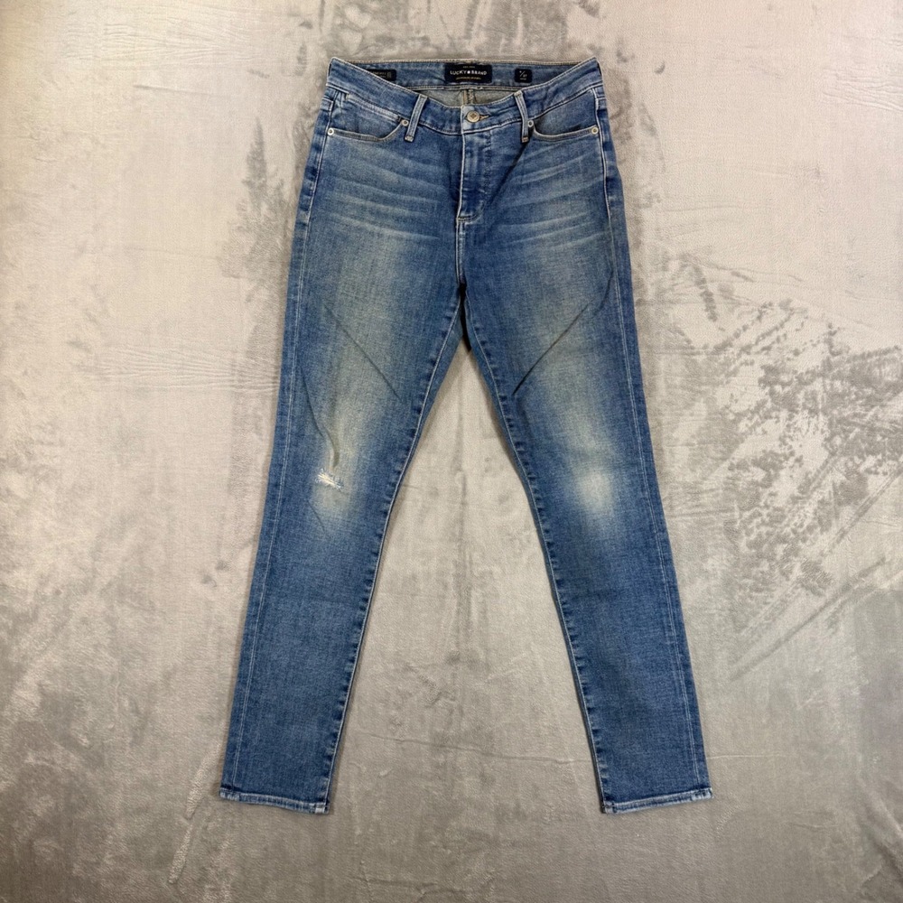 Lucky Brand Hayden Skinny Ankle Jeans Womens 4/27 Blue Candiani Denim Distressed